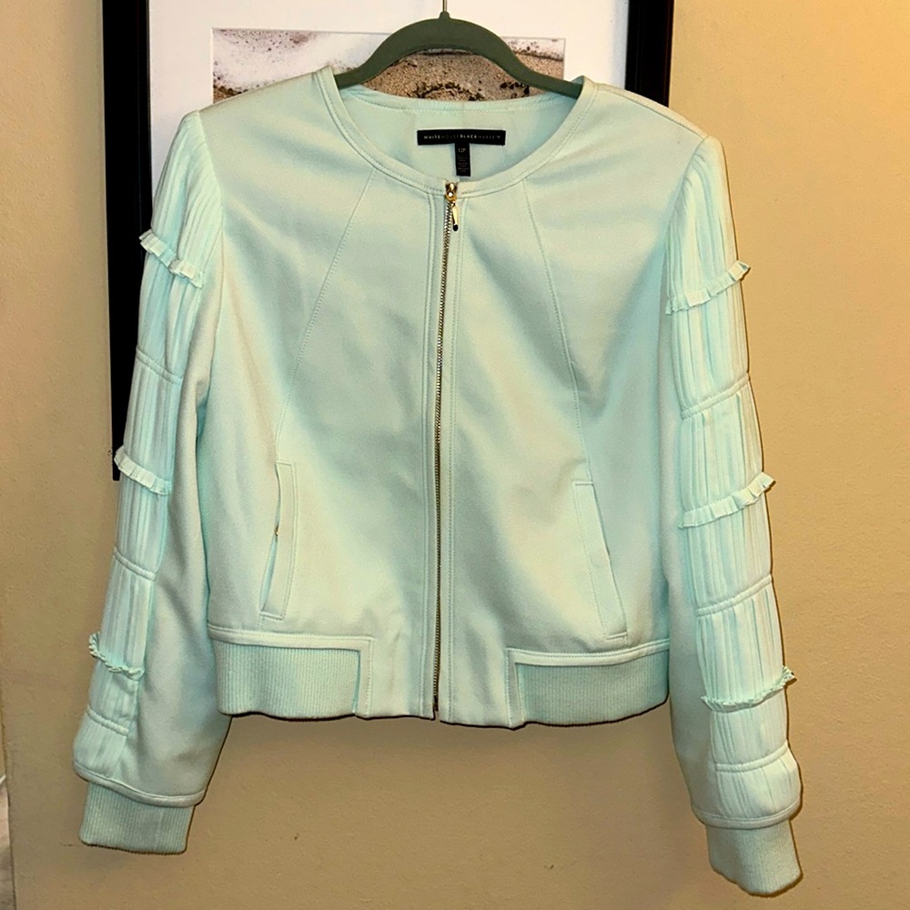 White House Black Market Sea Breeze Sheer Sleeve Bomber Jacket -12P